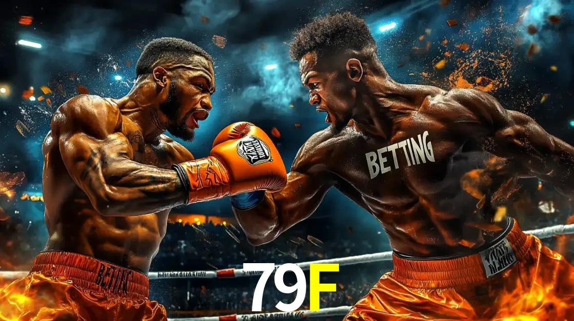 Dois boxeadores em uma luta intensa e explosiva, representando a adrenalina e as oportunidades de apostas em esportes de combate disponíveis na plataforma 79F.